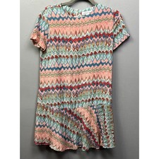 Amour Vert Womens size small Short Sleeve Drop Waist Silk Blue Pink Short Dress