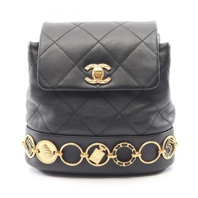 CHANEL Matelasse Small Chain Backpack Rucksack AS4275 Lammleder schwarz gebra...