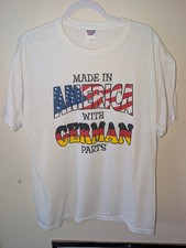 Vintage Made In America With "German" Parts White Single Stitch Shirt L USA