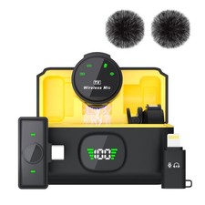 Wireless Lavalier Microphone for iPhone/Android with USB C/Lightning adaptor ...