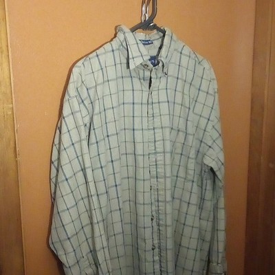 GANT Chelsea Twill Men's L Beige/Blue Check Cotton Long Sleeve Button-Up Pockets