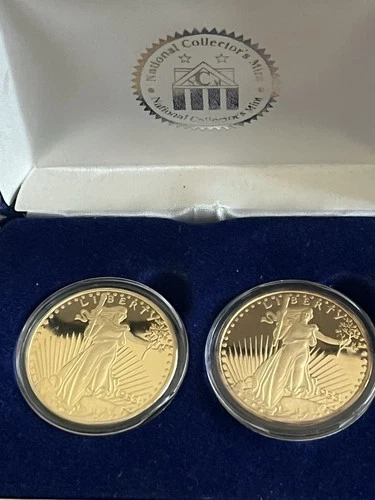 Two 1933 Liberty Standing Walking 20 Dollar Coin United States Gold Copies