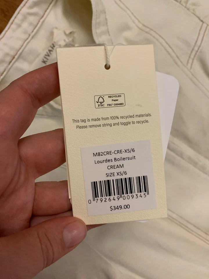 BNWT KIVARI Lourdes Cream Boilersuit /Jump Suit Size 6 / XS RRP $349 - image 3 of 4