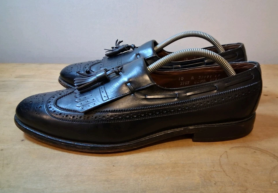 Allen Edmonds Arlington Black Leather Tassel Loafers Mens Size 10 A Dress Shoes - Image 3 of 4
