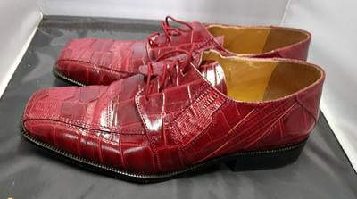 Liberty Men's Exclusive 10.5 Shoe's Alligator Embossed Leather Oxford Wine Color