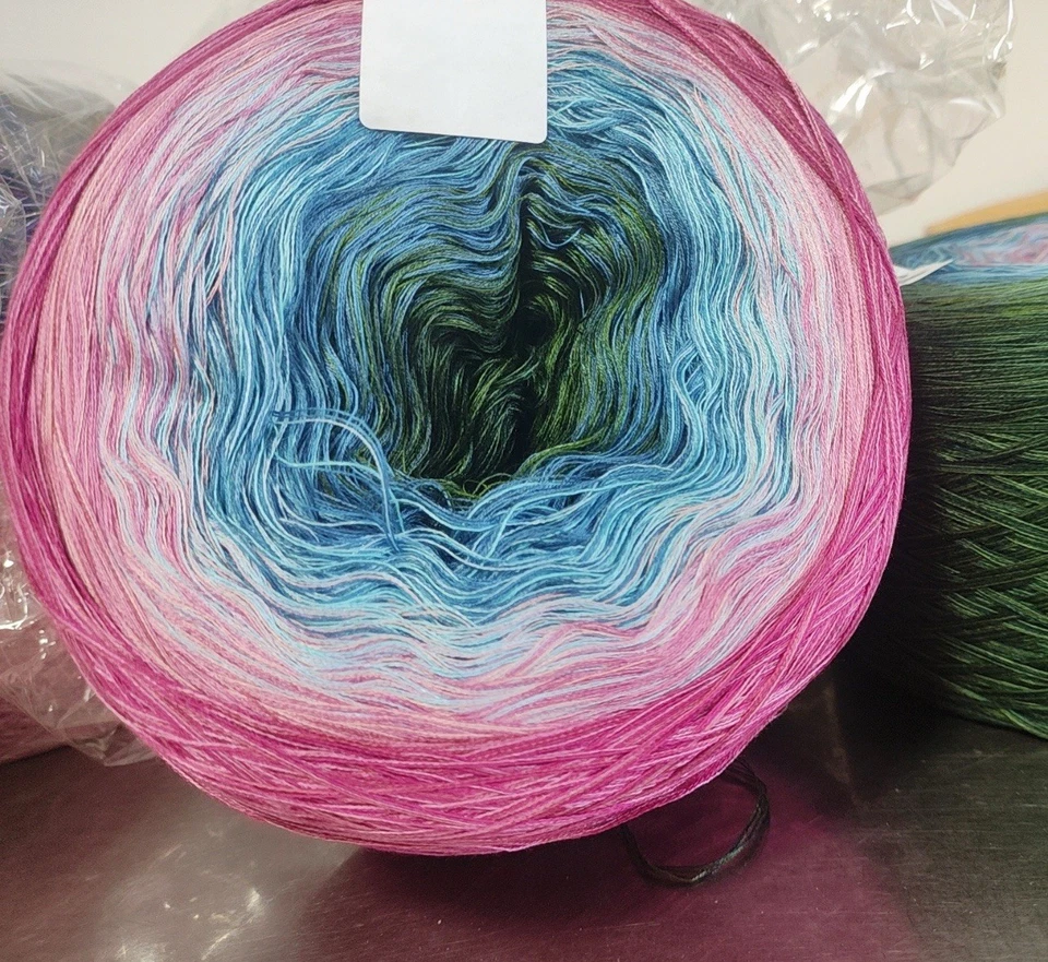 1.1 Lb Lyocell Cotton Tencel Sultan Ombre Cake Yarn Rose Purple Pink Blue Green - Image 3 of 4