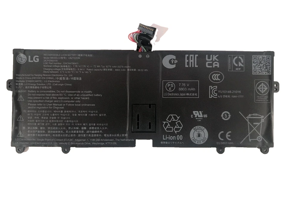 Batería Original LG Gram OEM LBZ722DM - 7.7V 72Wh8803 mAh Usada Foto 2 de 3