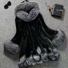 Women's Hooded Faux Fur Coat Fluffy Plush Winter Jacket Warm Teddy Overcoat