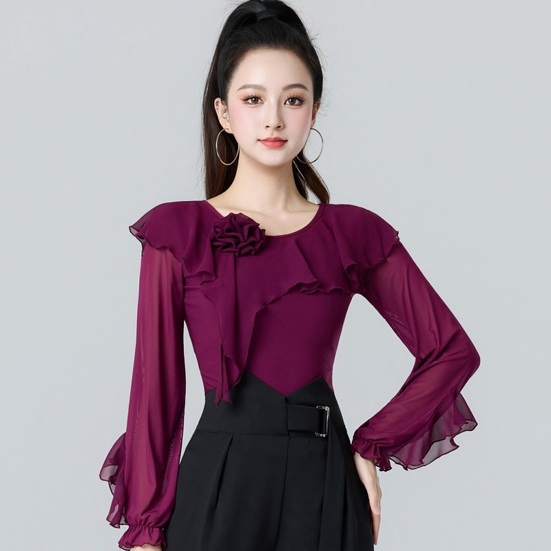 NUEVO Top de mujer para salsa latina cha tango baile de salón #W861 2 colores