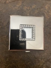 Retro Silver W/ Swarovski Crystals Square Mirror Compact