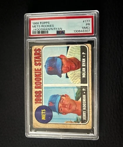 1968 Topps Mets Rookie Star Nolan Ryan Rookie BaseballCard RC Graded PSA 1  #177