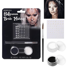 Black  White Face Paint Kit, Halloween Makeup Kit Includes Paint, Brush, Costum