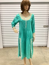 Anarkali Kurta Turquoise Ivory Lace Size Small