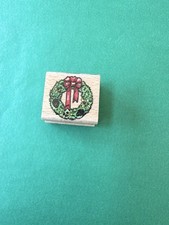 Stampcraft Decorative Wreath With Bow Holiday Christmas Raised Rubber Stamp