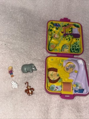 Vintage Polly Pocket 1989 Wild Zoo World Bluebird w / Polly Elephant Monkey Bear