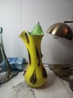 MCM E ZAREH SIGNED STUDIO ART GLASS 17" YELLOW, GREEN, RED