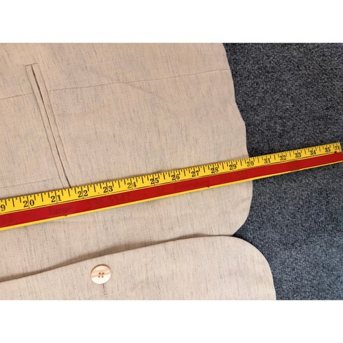 Light gray VTG Pendleton Classic Pant Suit with notch lapels, side pockets, and yellow measuring tape across the waist.