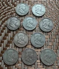 10x Ben Franklin Half Dollars - 90% Silver, $5 face value, circulated