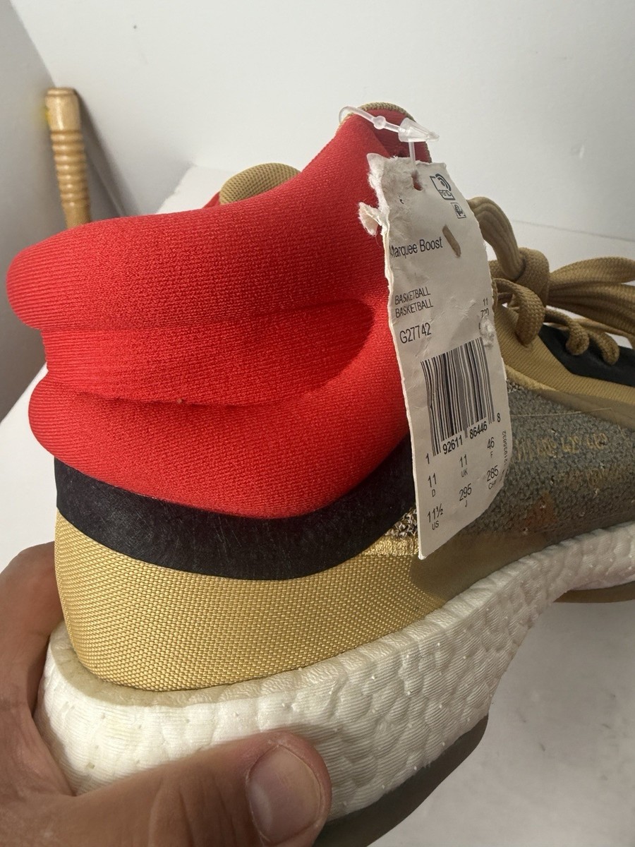専用1 Adidas Marquee Boost Gold Red Mens Size 11.5 High Top Sneakers