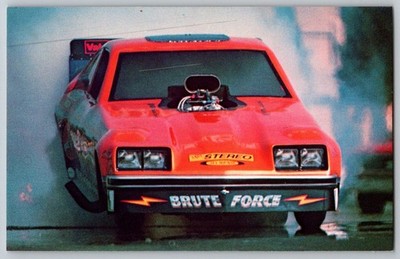 Vintage Brute Force Chevy Monza Funny Car Postcard 1970s Drag Racing Memorabilia