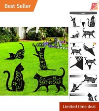 4 Pack Metal Cat Garden Statues Bird Repellent Yard Decor Outdoor Stakes