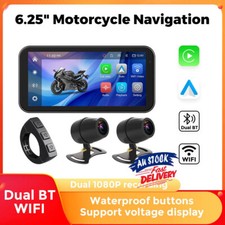 6.25in Waterproof Motorcycle GPS Navigation Wireless Carplay Android DVR Monitor