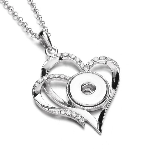 Necklace Pendant Love Heart Snap Button Jewelry Fit 18 mm Snaps Charms Necklaces - Picture 1 of 12