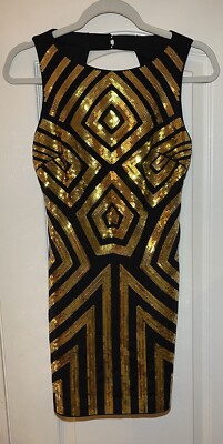 NWT Ark & Co Black & Gold Sequin Ladies Dress Size S Small Flapper Holiday  | eBay