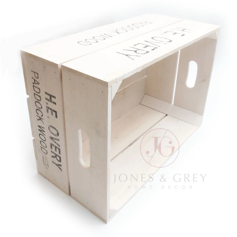 LARGE VINTAGE WHITE WASH OLD STYLE WOODEN APPLE FRUIT CRATES STORAGE BUSHEL BOX  - Image 2 of 3