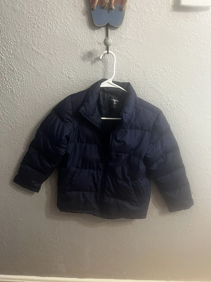 Chaqueta acolchada con cremallera completa azul marino Lands End para niños talla pequeña 8 Foto 4 de 4
