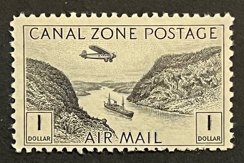 Travelstamps: 1931 Canal Zone Stamps Scott #C14, $1 Air Mail Issue Mint MOGH - Picture 2 of 5