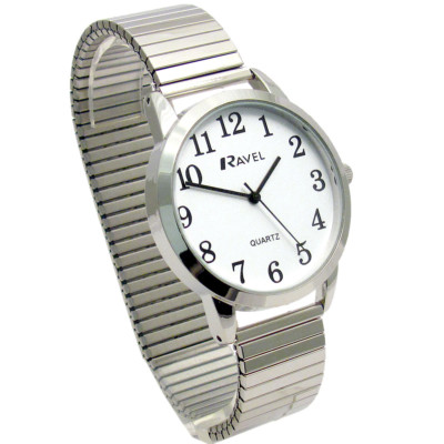 Ravel Herren Super Klar Quarz Uhr mit Spreizarmband Sil #35 R0232.01.1