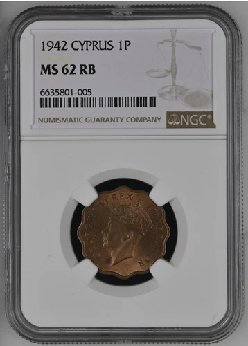 Cyprus British Administration 1942 1 Piastre, NGC MS62RB
