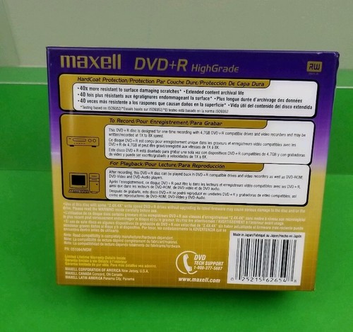 DVD+R High Grade 5-Pack 120 min 4.7 GB w/ Hardcoat Protection New Sealed - Picture 4 of 4