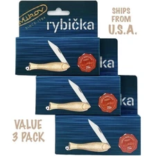 Fish Knife Mikov Bronze Gold Fish Folding Pocket Knife 3pack New