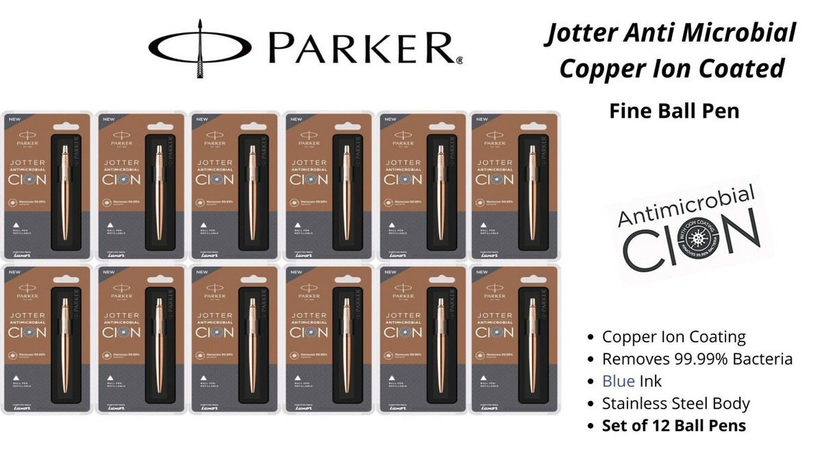 12 X Parker Jotter AntiMicrobial Copper Coating CION Stainless