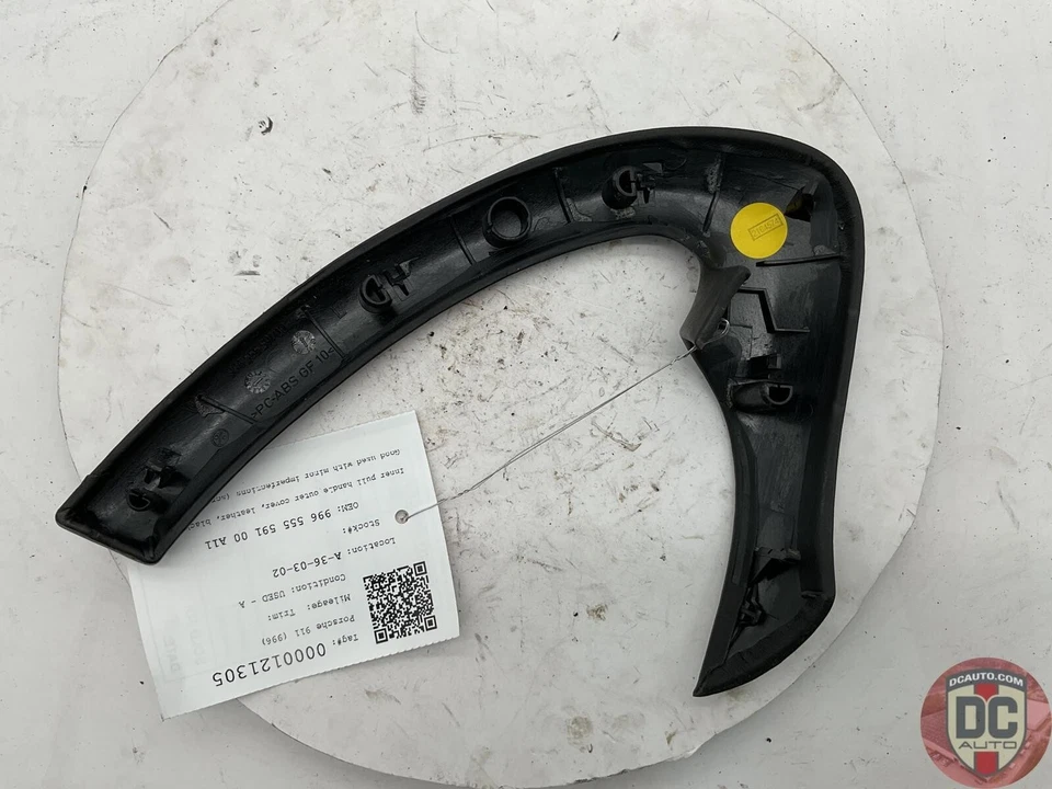 Cubierta de tirador de puerta izquierda Porsche 911 996 1999-2004 cuero negro 99655559100A11 Foto 2 de 3