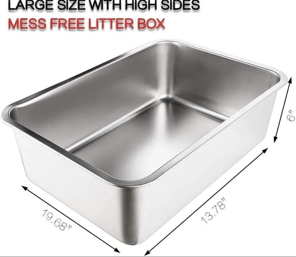 Yangbaga Stainless Steel Litter Box for Cat & Rabbit Odor Control Litter Pan NEW eBay