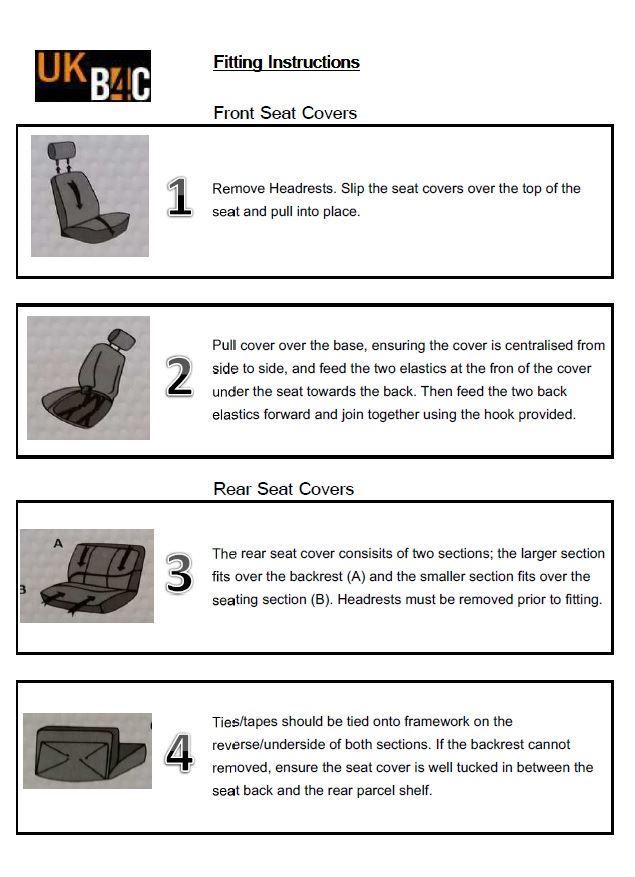 Blue Full Set Front & Rear Car Seat Covers for Honda Civic Hatchback