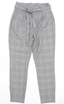 Vero Moda Damen Hose grau kariert Polyestermischung Karotte Größe W28