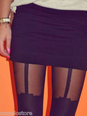 FIORE Collant Disegno Finte Parigine Calze Autoreggenti 40 DENARI