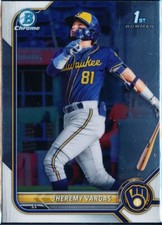 Jheremy Vargas CHROME 2022 Bowman Baseball 1st Bowman #BCP-144 Milwaukee Brewers
