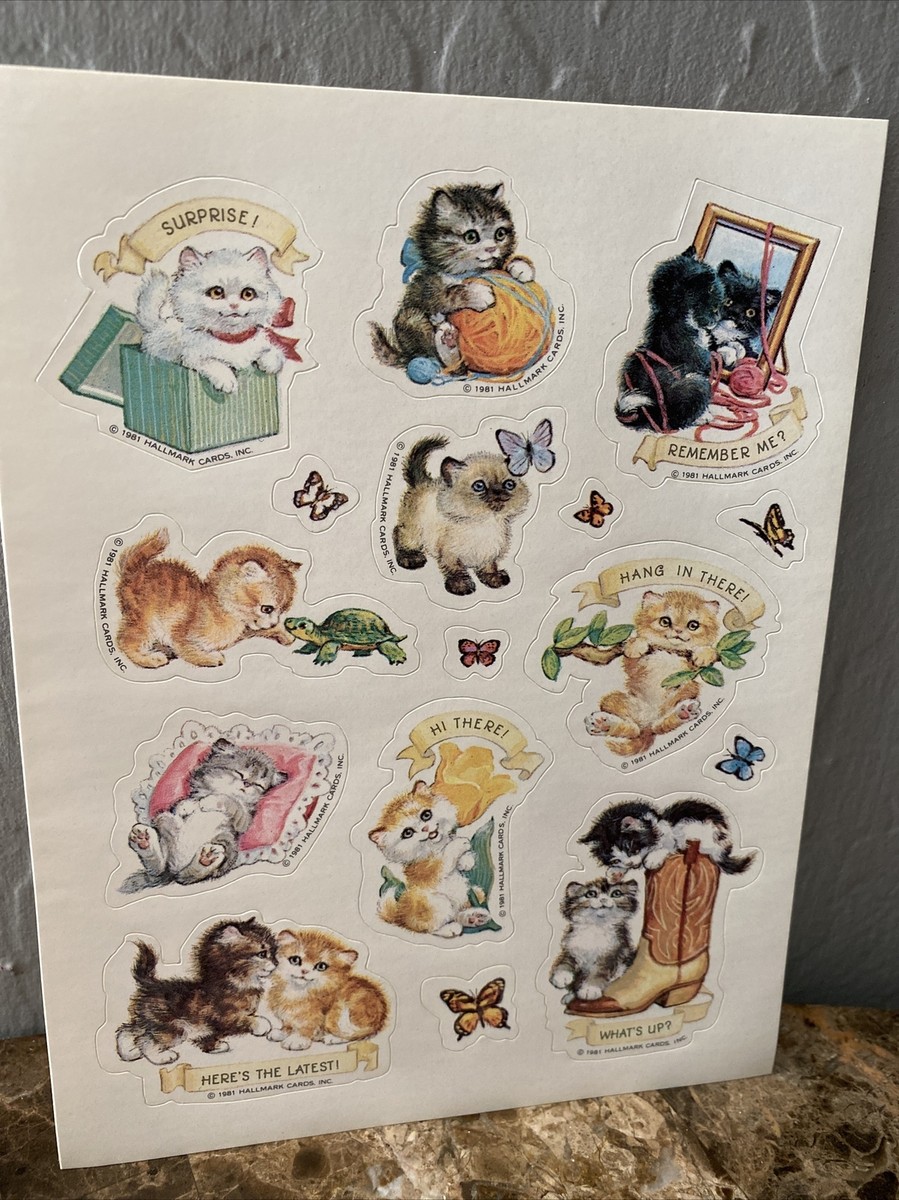 Hallmark Vintage 1981 Stickers Cats Cute Kittens Kitty Cats | eBay