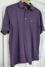 Vineyard Vines Performance Blue Striped Short Sleeve Mens Polo Shirt Medium EUC