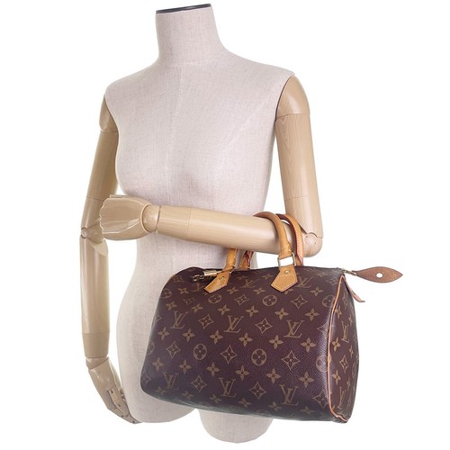 Louis Vuitton Monogram Speedy 25 Leather Fabric Brown Handbag 2972 - 第 23/23 張圖片