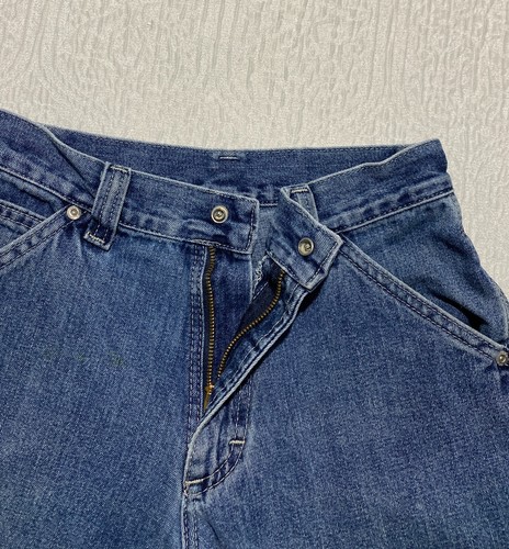 Vintage Lee Carpenter Jean Shorts Boys Size 12 Blue Denim Wide Leg Baggy Y2K - Picture 6 of 11