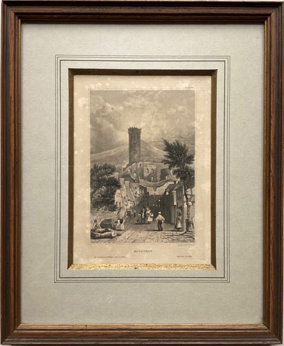 Blick auf Eppstein mit Burg Poppel Stahlstich Passepartout Bilderrahmen Vintage - 第 1/10 張圖片