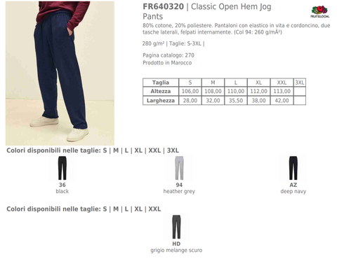 FRUIT OF THE LOOM Pantalone Invernale Tuta Felpato da Uomo Donna Cotone FR640320 - Imagen 2 de 7