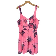 LOFT Paisley Corset Seamed Flare Summer Dress in Pink Multi Size 16