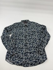 Ted Baker Shirt Mens Large Blue Floral Print Long Sleeve Button Front Casual